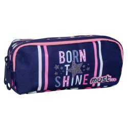 Κασετίνα Must με 2 φερμουάρ  BORN TO SHINE