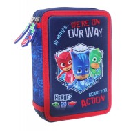 Κασετίνα PJ masks 3D 2 φερμουάρ - γεμάτη